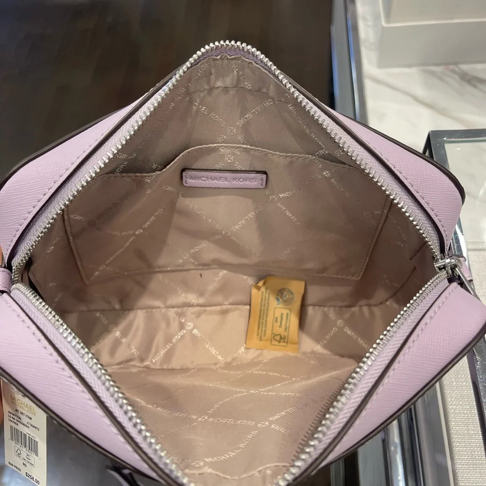 MICHAEL KORS Jet Set Large Saffiano Leather EW Crossbody Bag Light Quartz NWT